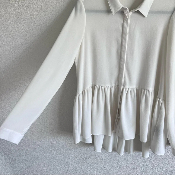 Tibi Savanna Crepe Long Sleeve Peplum Top - Picture 5 of 14